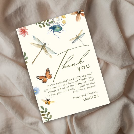 Boho Love Bug Insecten Dragonfly Dank u kaart