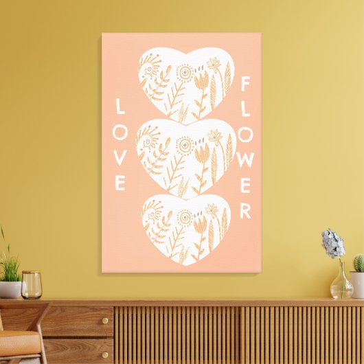 Boho Love Flower Heart Canvas Afdruk (Insitu (Woonkamer))