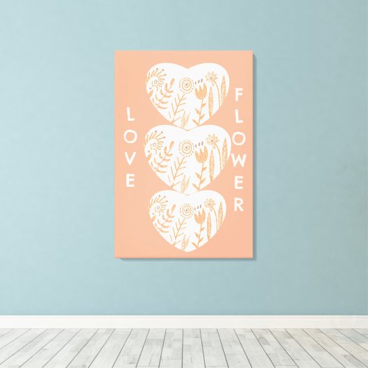 Boho Love Flower Heart Canvas Afdruk (Insitu (Houten vloer))