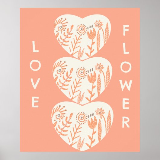 Boho Love Flower Heart Poster (Voorkant)