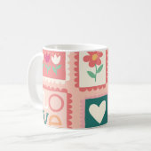 Boho Love & Hearts Patroon Bloem Postzegel Koffiemok (Voorkant links)
