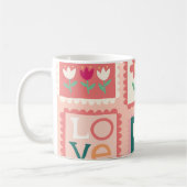 Boho Love & Hearts Patroon Bloem Postzegel Koffiemok (Links)