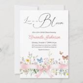 Boho Love in Bloom Pink Bow Floral Vrijgezellenfee Kaart (Voorkant)