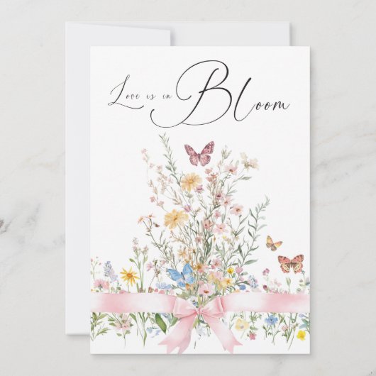 Boho Love in Bloom Pink Bow Floral Vrijgezellenfee Kaart (Achterkant)