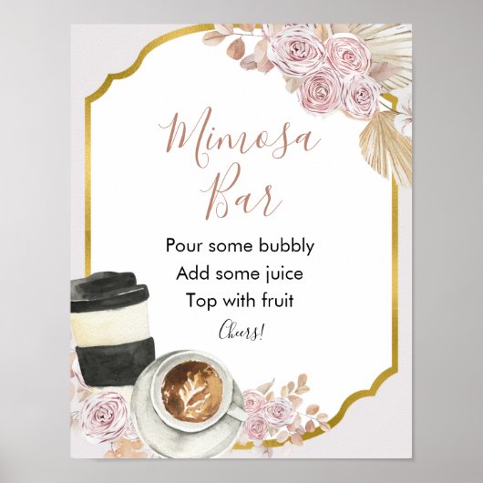 Boho Love is Brewing Bruidsfeest Mimosa Bar Bord Poster (Voorkant)