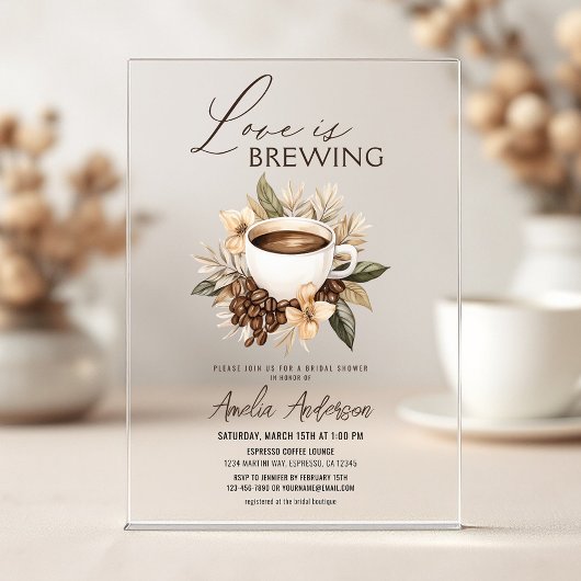 Boho Love is Brewing Bruiloftsfeest Acryl Uitnodigingen