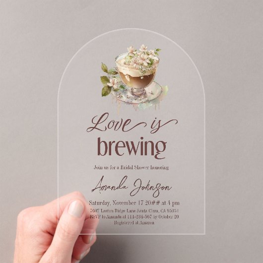 Boho Love is het brouwen van koffie Floral Vrijgez Acryl Uitnodigingen (Insitu (Draagbaar))