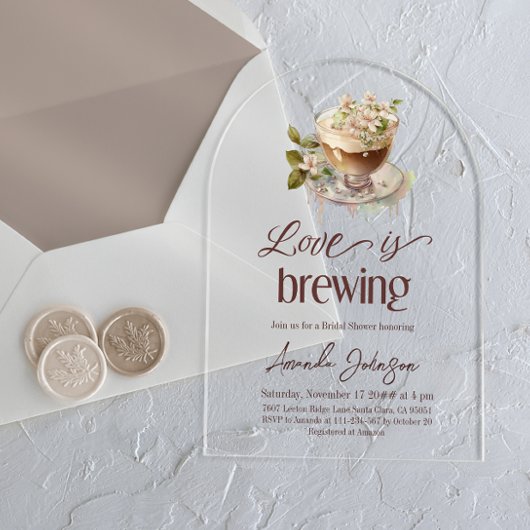 Boho Love is het brouwen van koffie Floral Vrijgez Acryl Uitnodigingen