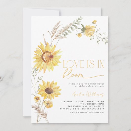 Boho Love is in Bloom Zonnebloem Botanisch Kaart (Voorkant)