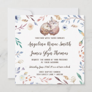 Boho Love Owls Wedding Invitation Floral Kaart