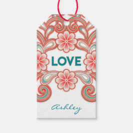 Boho Love Romantic Valentijns Green and Red Cadeaulabel