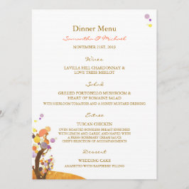 Boho Love Trees DIY Wedding Reception menu