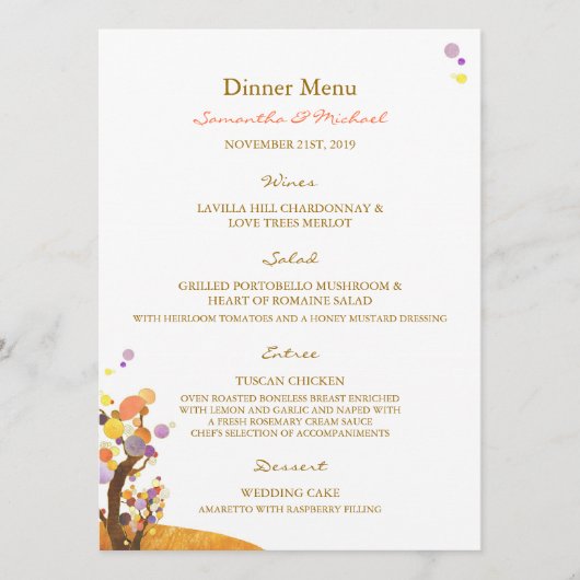 Boho Love Trees DIY Wedding Reception menu (Voorkant)