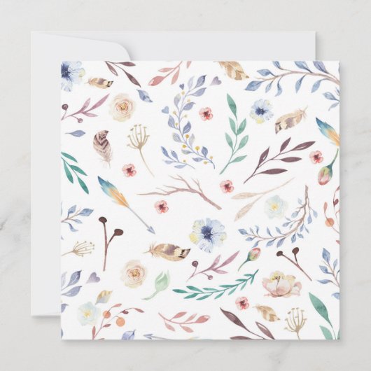 Boho Love Uilen Huwelijksuitnodiging Bloemen Kaart (Achterkant)