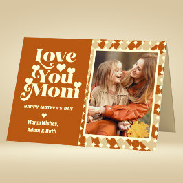 Boho Love You Mom Gepersonaliseerde Foto Moederdag Folie Wenskaart