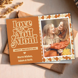 Boho Love You Mom Gepersonaliseerde Foto Moederdag Kaart