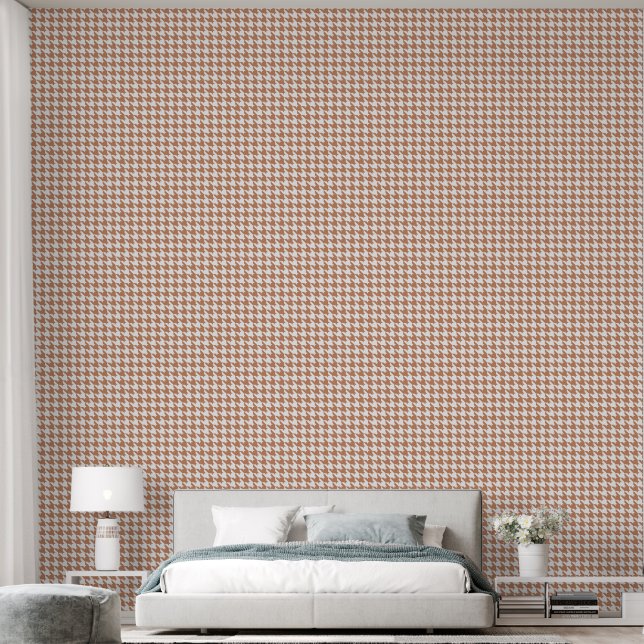 Boho Lt. Bruine Houndstooth Behang (Slaapkamer)