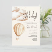 Boho Luchtballon "Oh Baby" Baby shower Kaart (Staand voorkant)