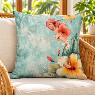 Boho luchtige tropische bloem kussen