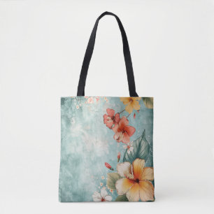 Boho luchtige tropische bloem tote bag