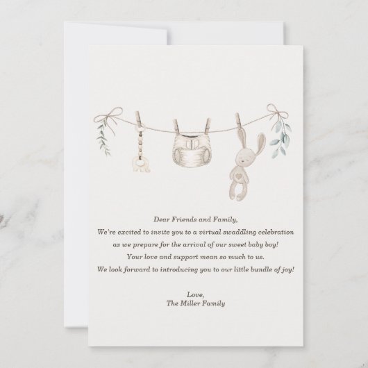 Boho Luier Party Aangepaste Uitnodiging voor papa- (Achterkant)