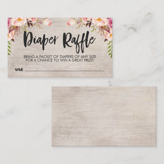 Boho Luier Raffle Kaart Insert Visitekaartje Maat (Voorkant / Achterkant)