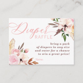 Boho Luier Raffle Ticket, Waterverf Floral Visitekaartje