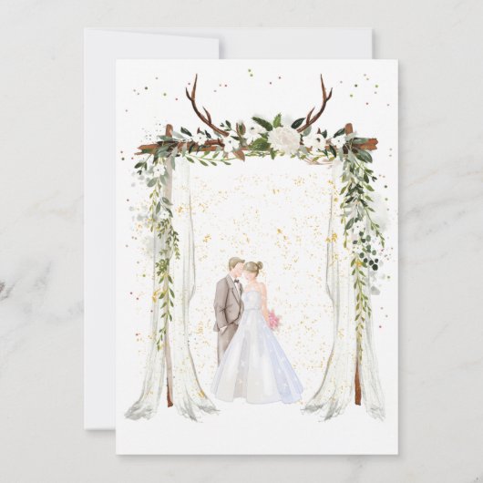 Boho luifel bruiloft uitnodiging 2025 (Achterkant)