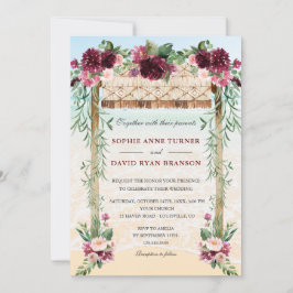 Boho Luifel Bruine Bloemige Strand Maui Bruiloft Kaart