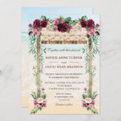 Boho Luifel Bruine Bloemige Strand Maui Bruiloft Kaart (Voorkant / Achterkant)