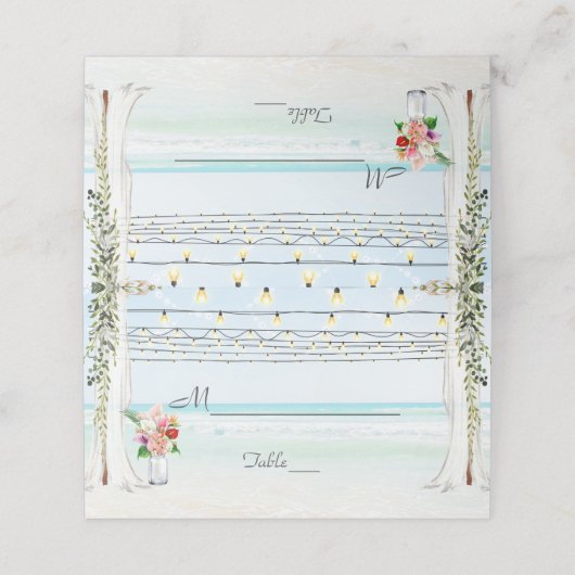 Boho Luifel Burgundy Bloemrijke Strand Huwelijk Ma Plaatskaartje (Buitenkant ongevouwen)