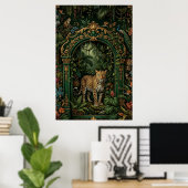 Boho Luipaard Jungle Poster | Vintage Groen (Thuiskantoor)