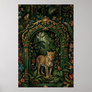 Boho Luipaard Jungle Poster   Vintage Groen