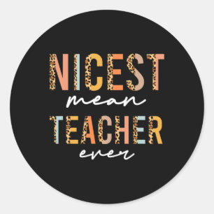 Boho Luipaard Leraren Dag Fun Nicest Mean Leraar E Ronde Sticker