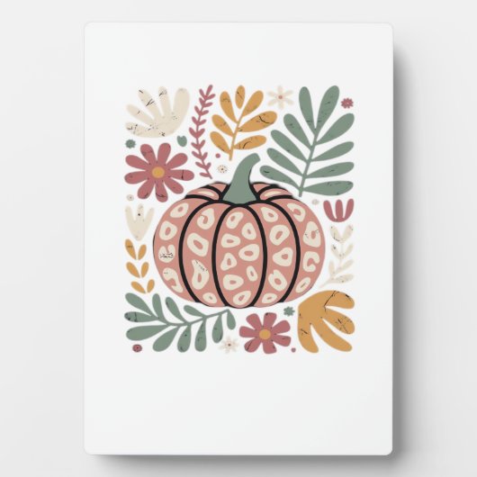 Boho Luipaard Pompoen Herfst � Retro Herfst Bloemi Fotoplaat (voorkant)