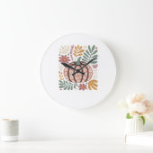 Boho Luipaard Pompoen Herfst � Retro Herfst Bloemi Grote Klok (Huis)