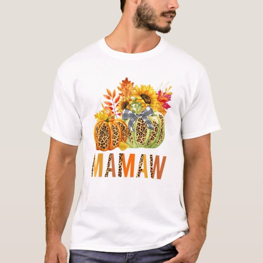 Boho Luipaard Pompoenen Mamaw Herfst T-shirt (Voorkant)
