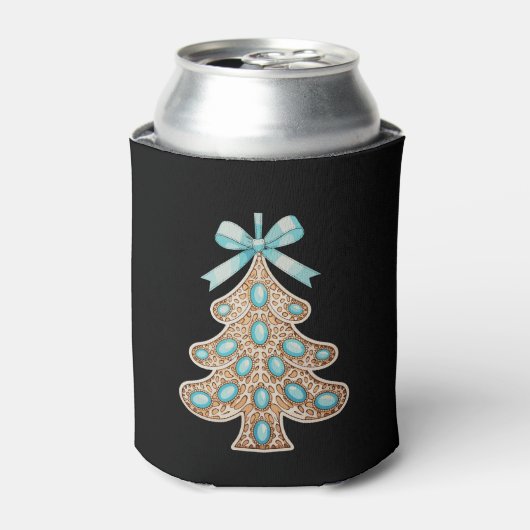 Boho Luipaard Turquoise Kerstboom Coquette Strik Blikjeskoeler (Blikje Voorkant)