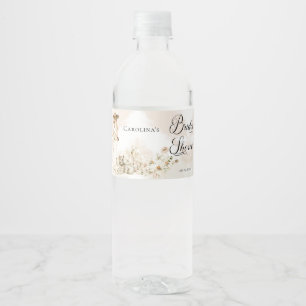 Boho Luipaard Vrouw Tropische Bloemige Bruiloft Waterfles Etiket