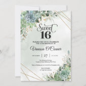 Boho lush succulae bloemen Eucalyptus gold lijst Kaart (Voorkant)