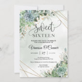 Boho lush succulae bloemen Eucalyptus gold lijst Kaart (Voorkant)