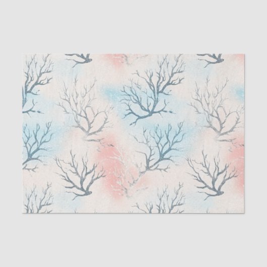 Boho Luxe Watercolor Kust Koraal Patroon (1) Tissuepapier (Voorkant)