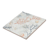 Boho Luxe Watercolor Kust Koraal Patroon (2) Tegeltje (Zijkant)