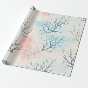 Boho Luxe Waterverf Kust Koraal Patroon (1) Cadeaupapier