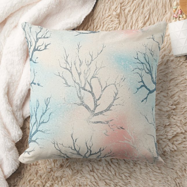 Boho Luxe Waterverf Kust Koraal Patroon (1) Kussen (Deken)