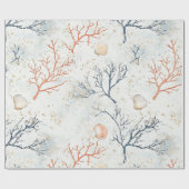 Boho Luxe Waterverf Kust Koraal Patroon (2) Cadeaupapier (Vlak)