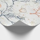 Boho Luxe Waterverf Kust Koraal Patroon (2) Cadeaupapier (Hoek)