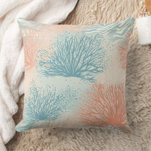 Boho Luxe Waterverf Kust Koraal Patroon (5) Kussen