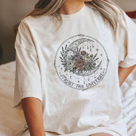 Boho Maan Bloem Celestial Tatoeage Ontwerp Tri-Blend Shirt