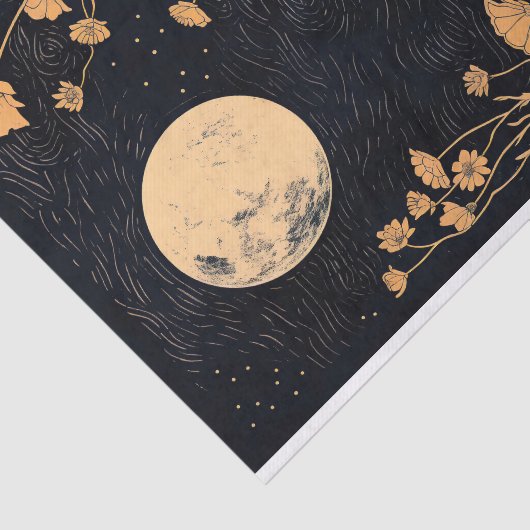 Boho Maan en Bloemen 1 Decoupage Papier (Detail)